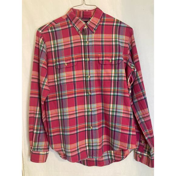 Polo Ralph Lauren Womens Flannel Button Down‎ Size Large Plaid Pink - Picture 1 of 9